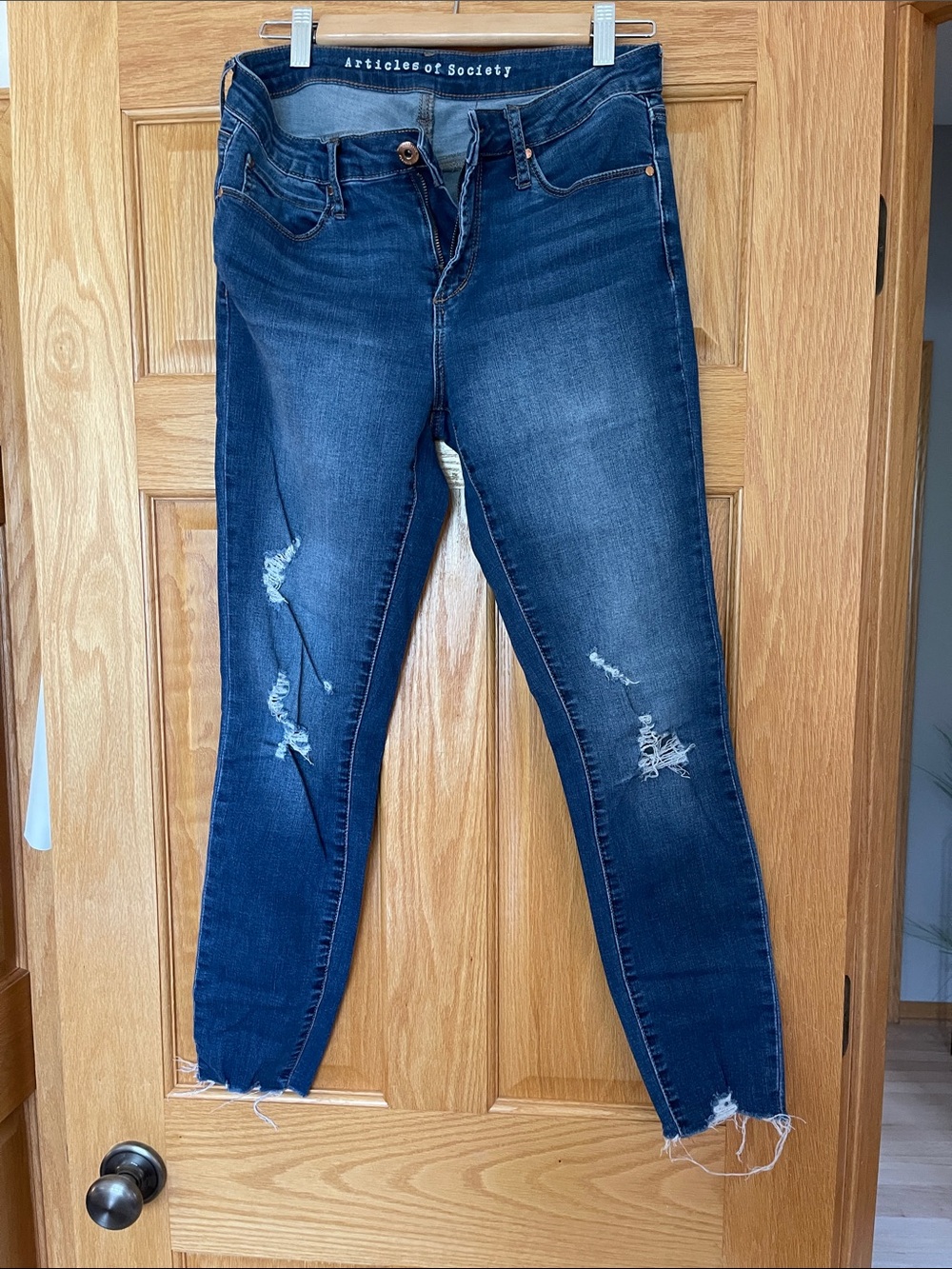 Articles of Society Dark Blue Distressed Skinny Jeans